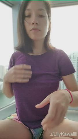 kawaii girl selfie striptease gif