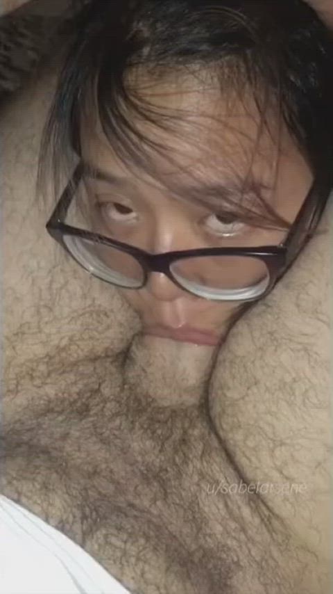 asian blowjob close up glasses gif