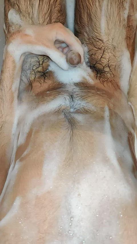 Washing off lather with my golden goodness