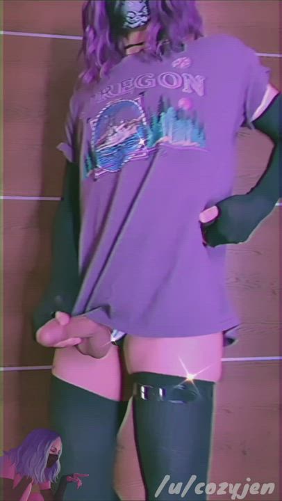 Ass Cock Crossdressing Femboy Mask Masturbating gif
