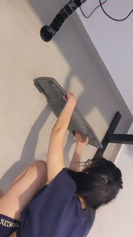 Brunette Dancing Glasses gif