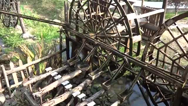 Complex Chinese Waterwheel System near Zhangjiajie
