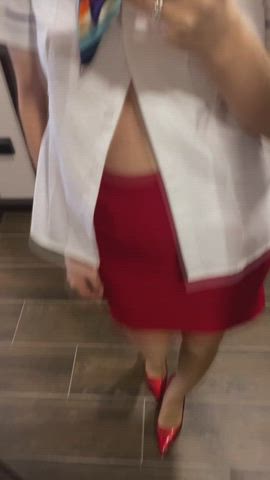 Horny fligth attendant in a layover hotel