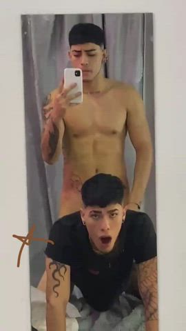 anal bareback gay standing doggy gif