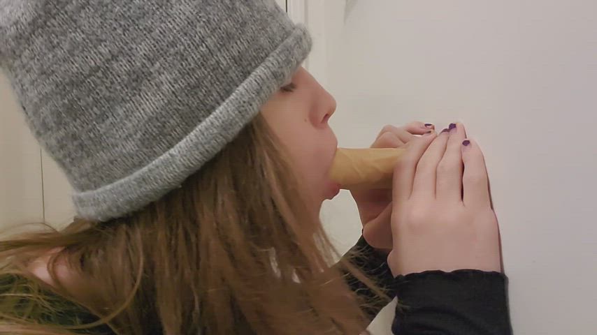18 y/o me passionately sucking a dildo
