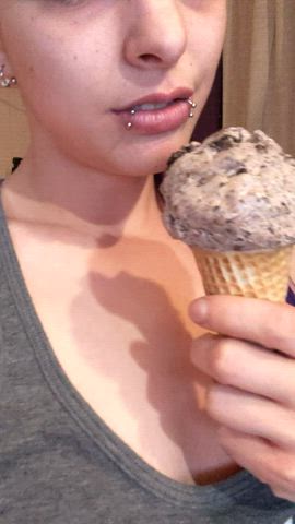 Babe Canadian Food Fetish Licking Oral Pierced Tease Tongue Fetish gif
