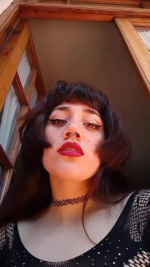 alt brunette femdom fetish findom goth latina lipstick fetish onlyfans spit gif