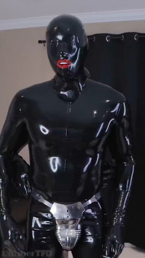 bdsm caged catsuit chastity belt gay latex latex gloves muscles rubber twink real-bdsm
