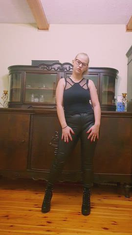 You think to yourself, what juicy girl in those pants and boots, but would you expect