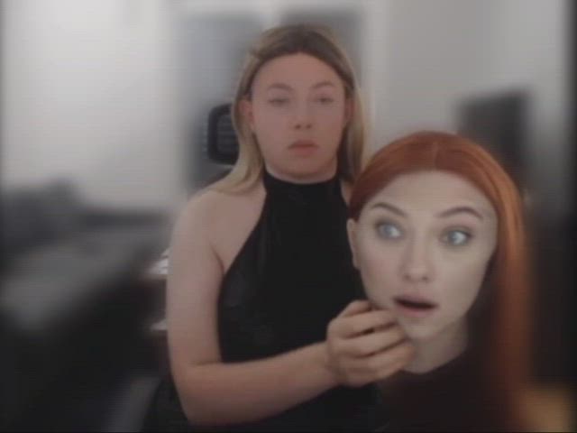 big tits blonde redhead gif