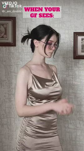 big tits jiggling nerd tiktok white girl gif