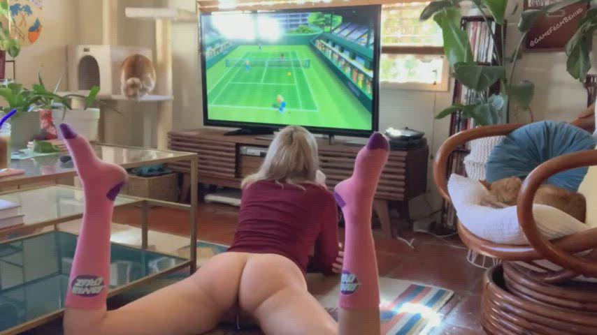 Playful gamer girl