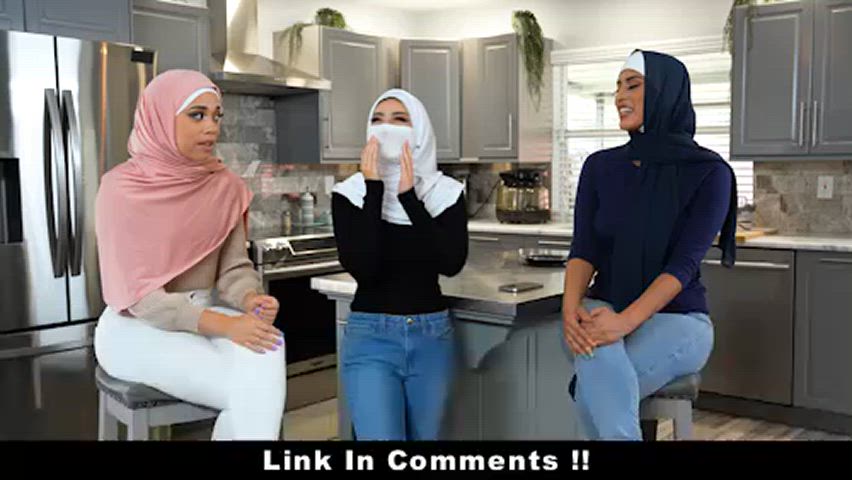 Three Hijab Girls Sharing an American Cock