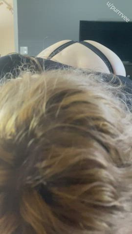 Amateur Blowjob Emo Goth Homemade POV Redhead Sucking Thong Vertical Porn GIF by