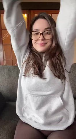 amateur big tits boobs brunette cute natural tits pov solo teen tits gif