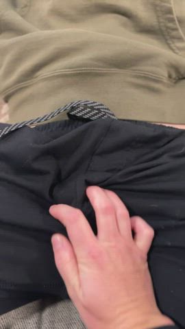 Teasing hubby's little locked cock just before my girl friend came over to play with