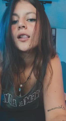 blue eyes camgirl german saliva tongue fetish gif