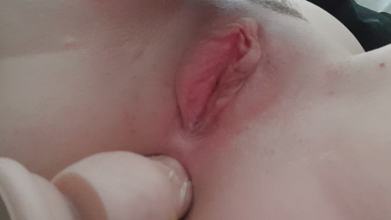 Toying my ass with a realistic dildo [gif] with sound