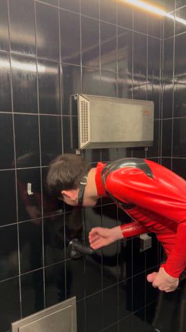 Riding a dildo in a public restroom while gagged... ➖⚫️➖