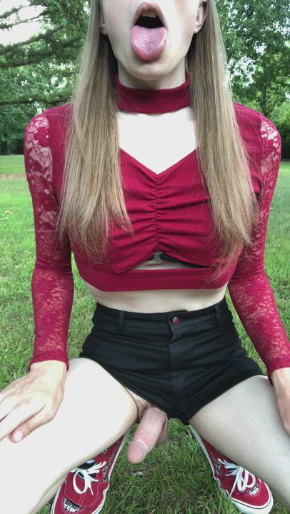 Mmm my mouth is just begging for a cock and my cock is just begging to be milked