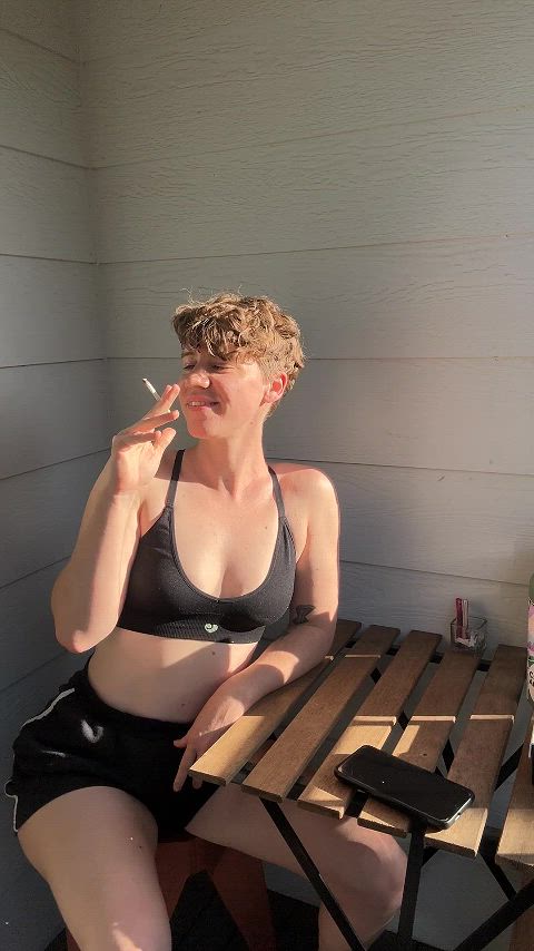 boi short hair smoking short-hair-chicks solo gif
