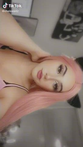 Ahegao Pink TikTok Tongue Fetish gif