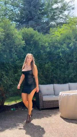 big tits dress high heels leather onlyfans outdoor silk tease tight toes gif