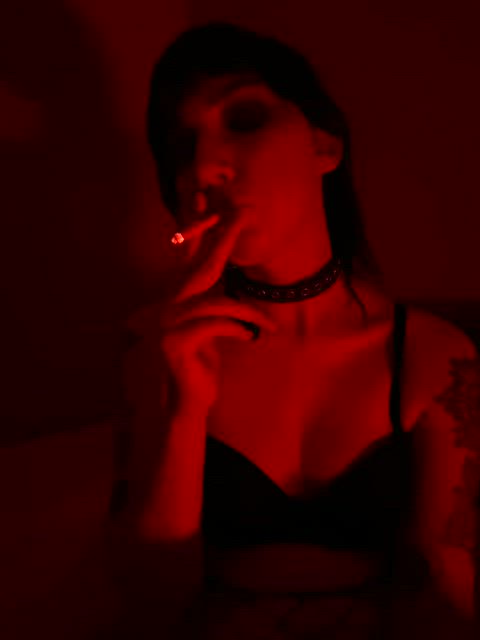 bra brunette choker collar collared smoking gif