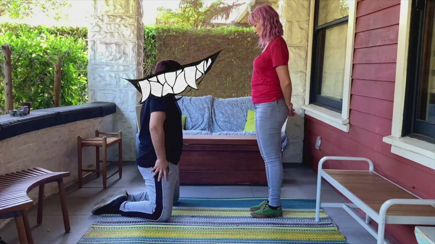 Asian Ballbusting Femdom gif