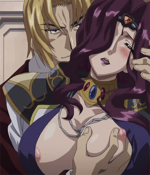 anime ecchi groping huge tits nipslip gif