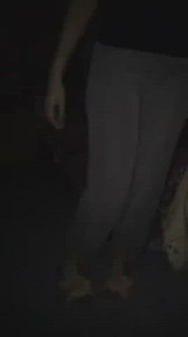 Taking off pants and flashing panties in the night + full video in the comments