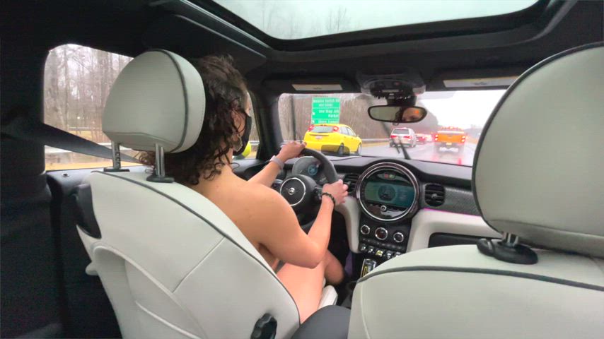 Driving completely naked in traffic