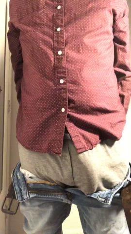 The struggle getting jeans over a fat dick