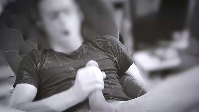 Spunking on prestained cum rag shirt
