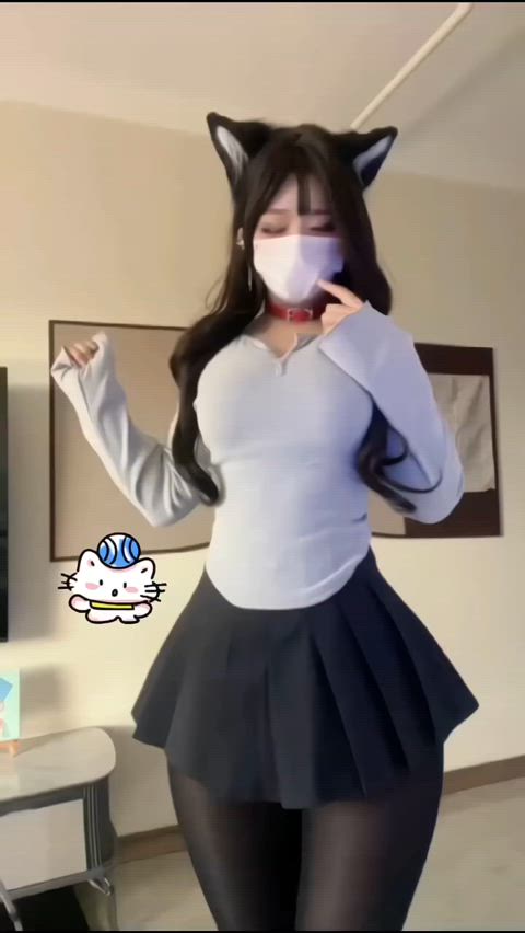 asian chinese dance dancer dancing kitty gif