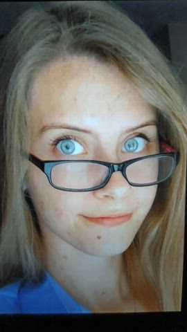 blonde celebrity cum cumshot facial gamer girl glasses tiktok tribute gif