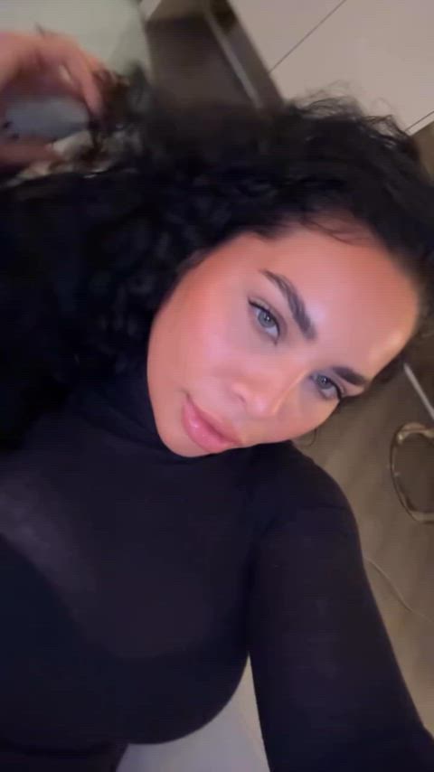 big tits boobs curly hair see through clothing tits gif