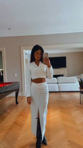 body brazilian brunette dani goddess long hair mirror tease teasing tiktok gif