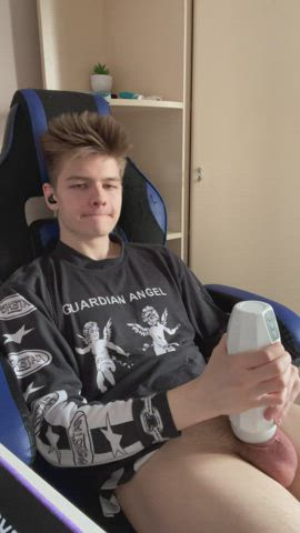 amateur big dick cock gay handjob jerk off masturbating nsfw solo teen gif