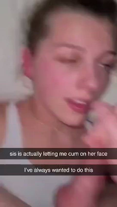 caption cumshot facial sister gif