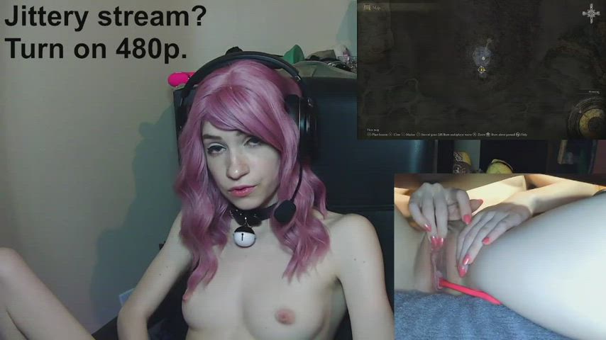 Lewdtuber Eve Black tasting her pussy juice during her gaming session