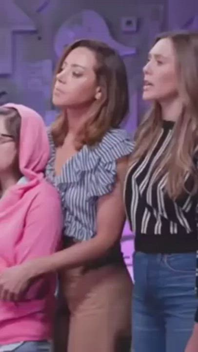 Aubrey Plaza Elizabeth Olsen Spanked gif