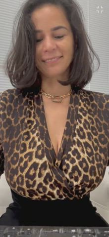 big tits brunette curvy milf mature natural tits onlyfans teasing gif