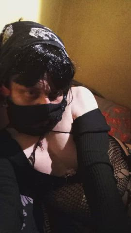 Crossdressing Fishnet Sissy Stockings gif