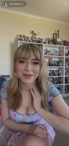 big tits blonde nerd tiktok gif