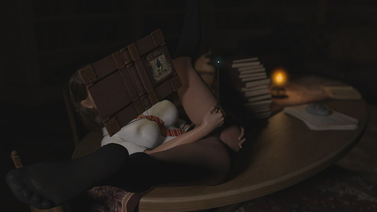 ANIMATION: Hermione gives herself a cock with Magic