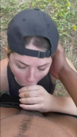 White Slut Blowjob BBC Outdoor
