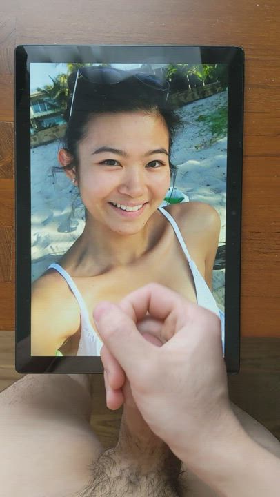 Unloading on this pretty Asian whore