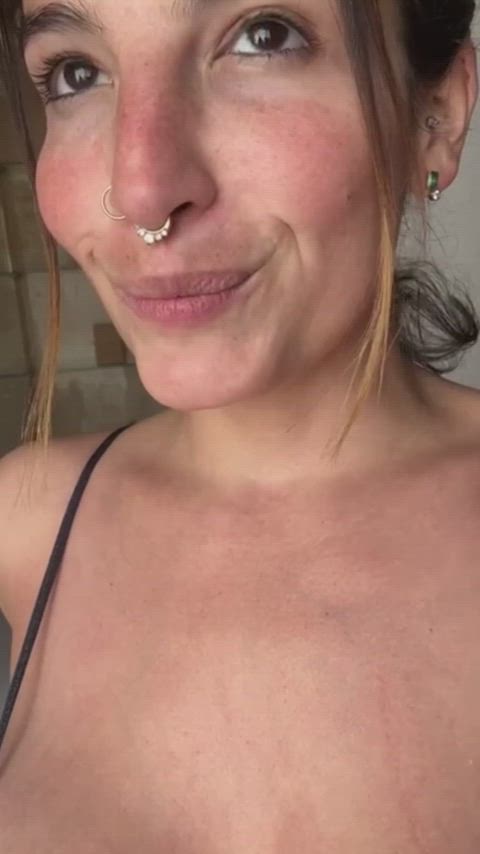 18 years old amateur blonde bouncing tits jerk off piercing solo tease tiktok tits