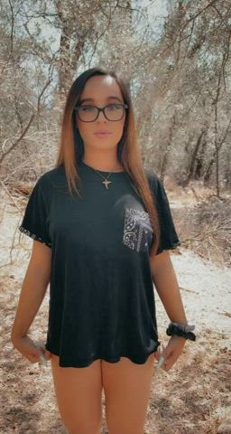 NSFW Naked Natural Natural Tits Nude Outdoor Public Shaved Pussy Topless gif